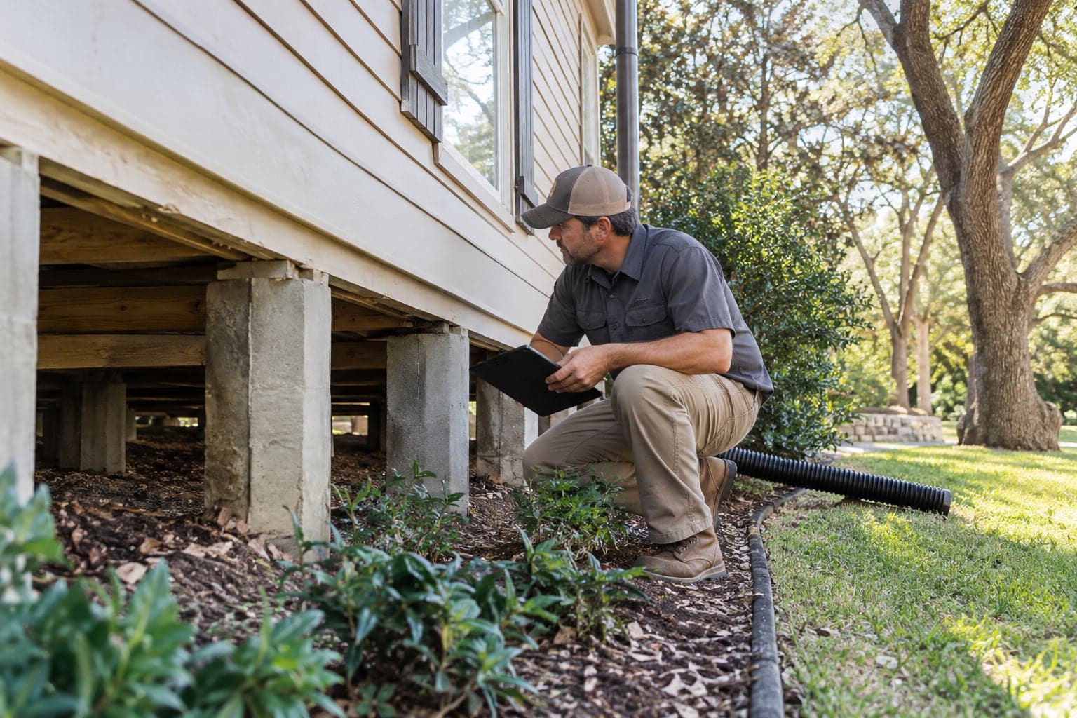 Raised-floor support and access evaluation at a Weatherford Texas home