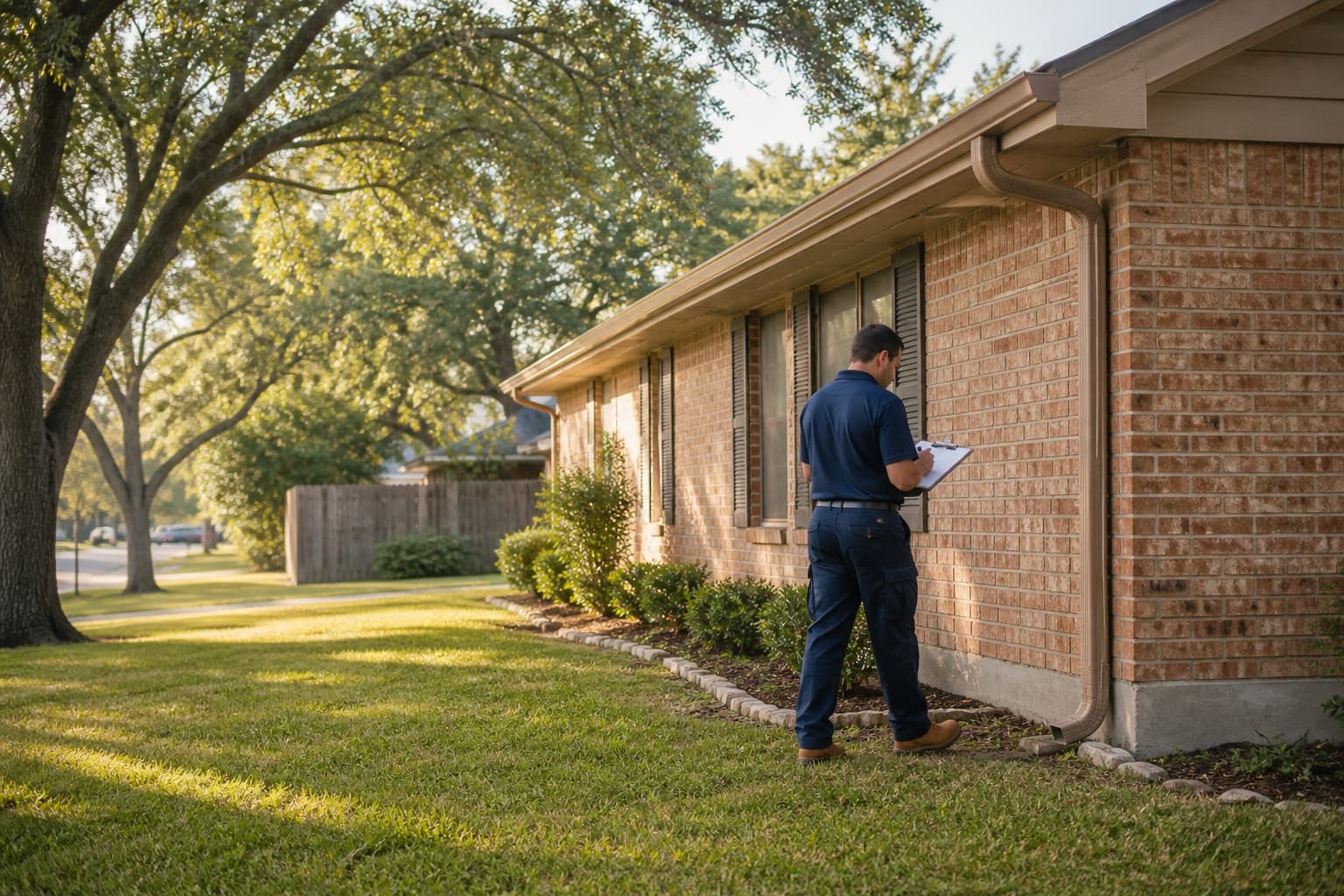 Residential foundation inspection at an established Bedford, Texas property