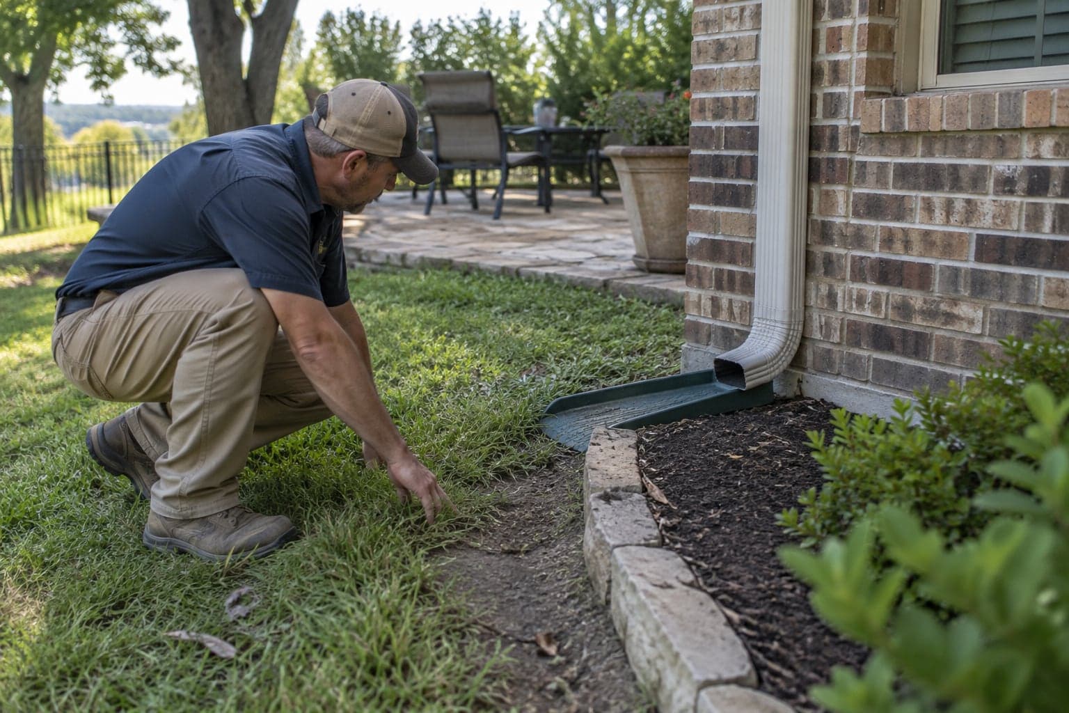 Grade, hardscape, and roof-runoff evaluation at a Benbrook Texas residence